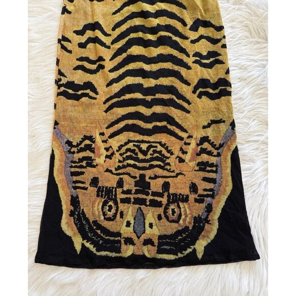 Vivienne Tam Tiger Printed Nylon Skirt Vtg Multicolor Size 0/1 - Picture 2 of 6